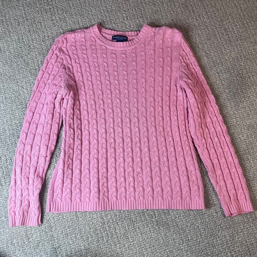 Karen Scott Peitite Pink Knitted Sweater WOMANS M